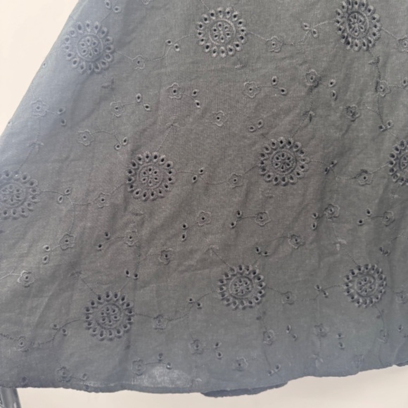 Carole Little Skirt Women 14 Black Eyelet Linen Blend Vintage Boho Goth Festival - Picture 5 of 13